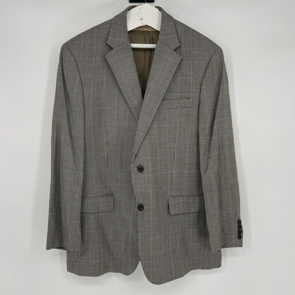 Lauren Ralph Lauren Houndstooth Blazer Men's Size 42R Black Blue White Wool Coat